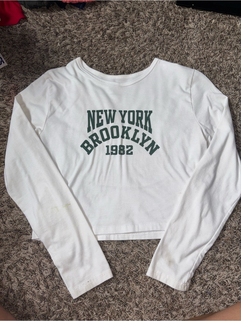 White Long Sleeve 'New York Brooklyn 1982' Graphic Tee
